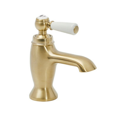 Homestylestore Brushed Brass Mono Basin Mixer Tap With Lever Handle from B&Q