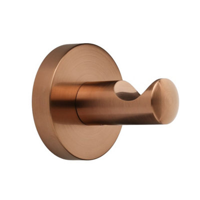 Homestylestore Brushed Copper Bathroom Single Wall Mounted Bath Robe Towel Hook Holder from B&Q