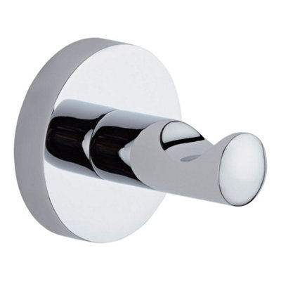 Homestylestore Chrome Round Wall Mounted Bathroom Single Robe Hook from B&Q