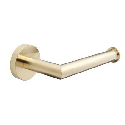 Homestylestore Brushed Brass Bathroom Wall Mounted Toilet Roll Holder from B&Q