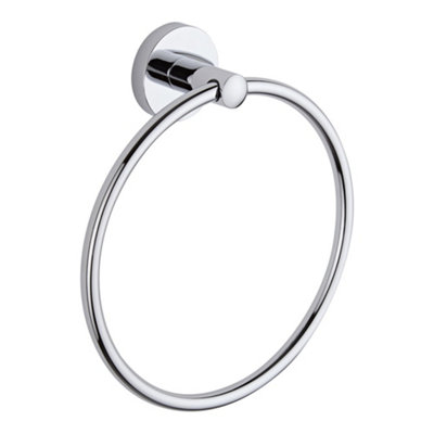 Homestylestore Chrome Round Wall Mounted Bathroom Towel Ring Holder from B&Q