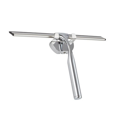 B&Q -  Chrome Stainless Steel Shower Squeegee With Wall Hook