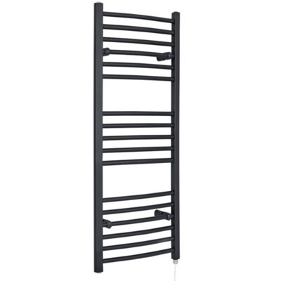 Homestylestore Anthracite Curved Bar Heated Towel Rail Radiator 1200 X 500mm from B&Q