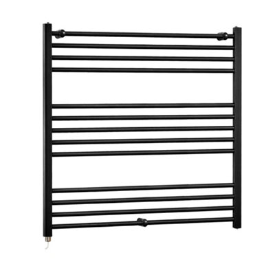 Homestylestore Black Straight Ladder Electric Heated Towel Rail 1000 X 1000mm from B&Q