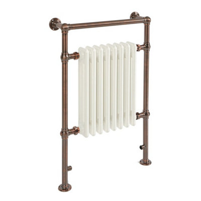 Homestylestore Brushed Bronze And White Electric Heated Towel Rail Radiator With Cast Iron Style Insert 930 X 620mm from B&Q