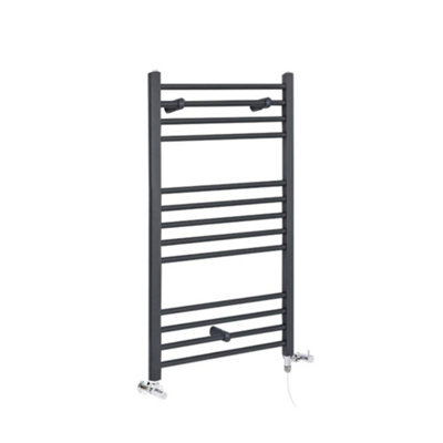 Homestylestore Anthracite Dual Fuel Electric Straight Bar Heated Towel Rail Radiator 1000 X 400mm from B&Q