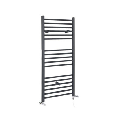 Homestylestore Anthracite Dual Fuel Electric Straight Bar Heated Towel Rail Radiator 1200 X 400mm from B&Q