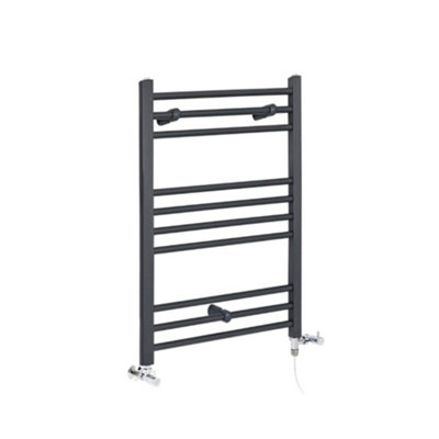 Homestylestore Anthracite Dual Fuel Electric Straight Bar Heated Towel Rail Radiator 800 X 500mm from B&Q