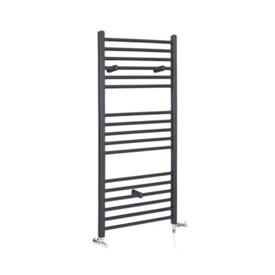 Homestylestore Anthracite Dual Fuel Electric Straight Bar Heated Towel Rail Radiator 1200 X 500mm from B&Q