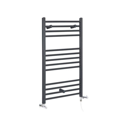 Homestylestore Anthracite Dual Fuel Electric Straight Bar Heated Towel Rail Radiator 1000 X 600mm from B&Q