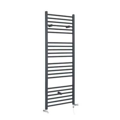 Homestylestore Anthracite Dual Fuel Electric Straight Bar Heated Towel Rail Radiator 1600 X 600mm from B&Q