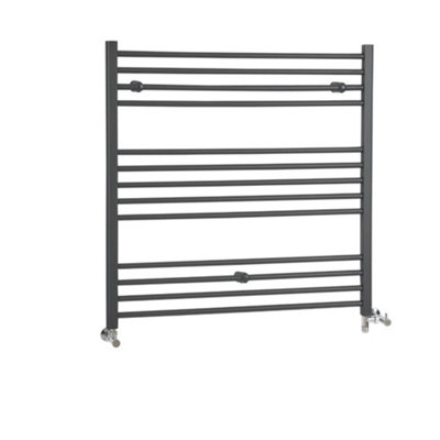 Homestylestore Anthracite Dual Fuel Electric Straight Bar Heated Towel Rail Radiator 1000 X 1000mm from B&Q