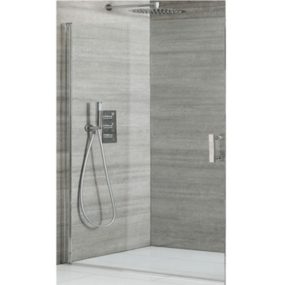 Homestylestore Chrome Single Hinged Frameless Shower Door 1000mm from B&Q