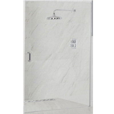 Homestylestore Chrome Hinged Frameless Shower Door 800mm from B&Q