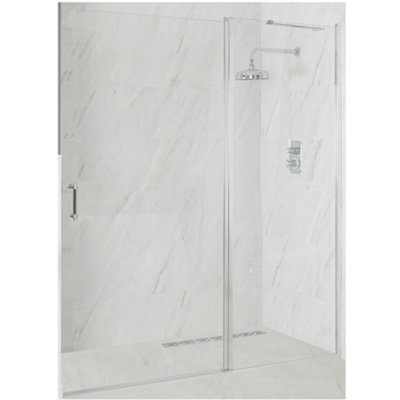 Homestylestore Chrome Hinged Frameless Shower Door 1200mm from B&Q