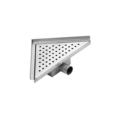 Homestylestore 262mm Corner Brushed Stainless Steel Shower Drain With Grate from B&Q