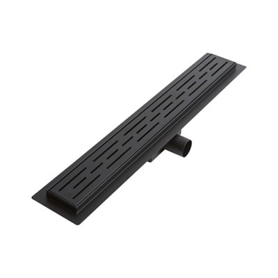 Homestylestore 800mm Black Linear Brushed Stainless Steel Shower Drain With Grate from B&Q