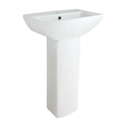 Homestylestore Freestanding 1 Tap Hole Full Pedestal Bathroom Basin Sink 500 X 375mm from B&Q