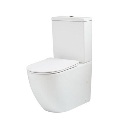 Homestylestore White Ceramic Close Coupled Toilet With Soft Close Seat And Chrome Flush Button from B&Q
