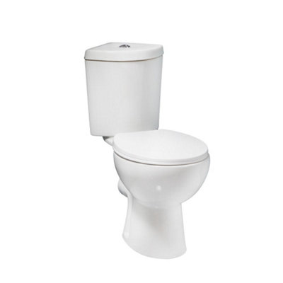 Homestylestore White Ceramic Close Coupled Toilet Wc Soft Close Seat With Chrome Dual Flush Button from B&Q