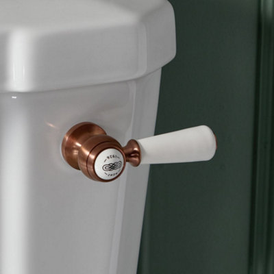 Homestylestore Brushed Copper Bathroom Toilet Wc Cistern Flush Lever With Ceramic Handle from B&Q