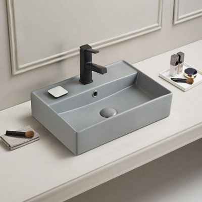Homestylestore Pebble 500 X 350mm Rectangular Countertop 1 Tap Hole Bathroom Basin Sink from B&Q