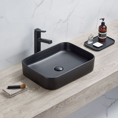 Homestylestore Graphite 505 X 370mm Rectangular Countertop Bathroom Basin Sink from B&Q