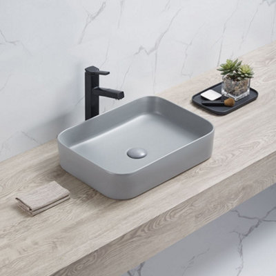 Homestylestore Pebble 505 X 370mm Rectangular Countertop Bathroom Basin Sink from B&Q