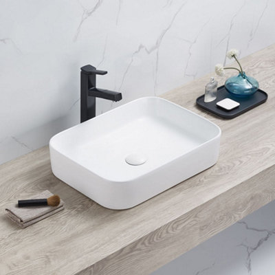 Homestylestore Chalk 505 X 370mm Rectangular Countertop Bathroom Basin Sink from B&Q