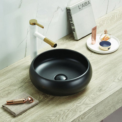 Homestylestore Graphite 360mm Round Countertop Bathroom Basin Sink from B&Q
