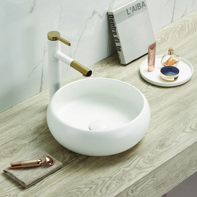 Homestylestore Chalk 360mm Round Countertop Bathroom Basin Sink from B&Q