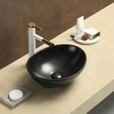 Homestylestore Graphite 405 X 330mm Oval Countertop Bathroom Basin Sink from B&Q