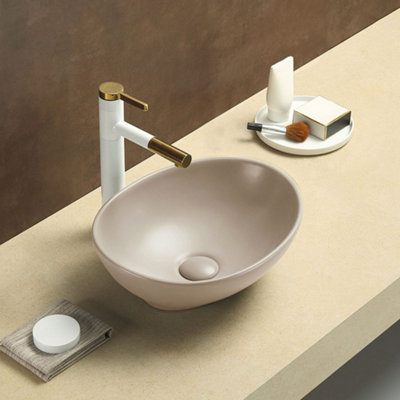 Homestylestore Sand 405 X 330mm Oval Countertop Bathroom Basin Sink from B&Q
