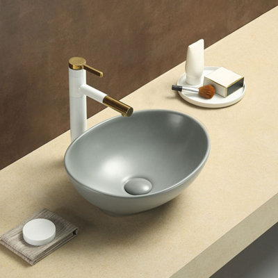 Homestylestore Pebble 405 X 330mm Oval Countertop Bathroom Basin Sink from B&Q