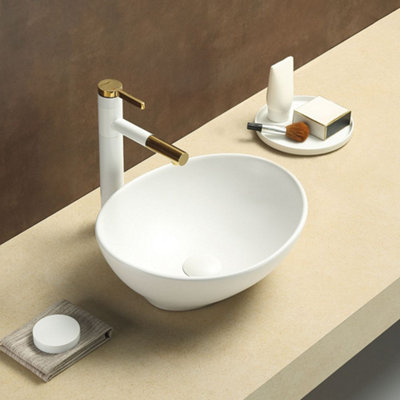 Homestylestore Chalk 405 X 330mm Oval Countertop Bathroom Basin Sink from B&Q