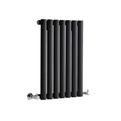 B&Q -  Black Horizontal Single Oval Panel Designer Radiator 595 X 413mm