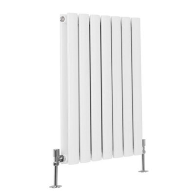 B&Q -  White Horizontal Double Oval Panel Designer Radiator 595 X 413mm