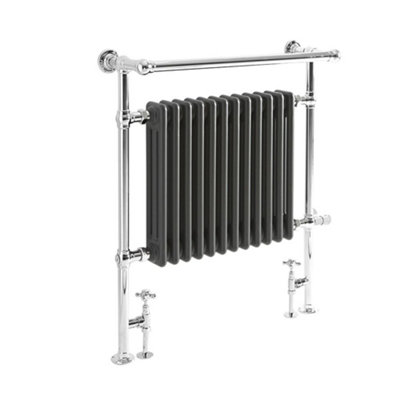 Homestylestore 930 X 790mm Chrome And Anthracite Dual Fuel Heated Towel Rail RadiatorValves And Cable Cover from B&Q