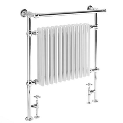 Homestylestore 930 X 790mm Chrome And White Dual Fuel Heated Towel Rail Radiator And Valves from B&Q