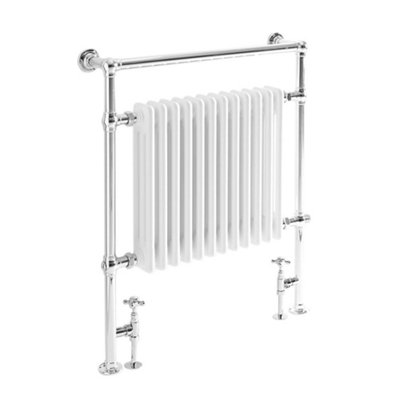 Homestylestore 930 X 790mm Chrome And White Dual Fuel Heated Towel Rail Radiator With Valves And Cable Cover from B&Q