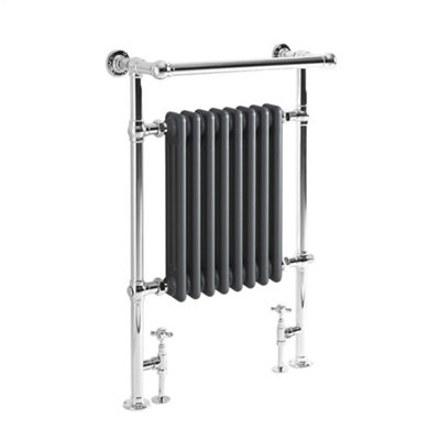 Homestylestore 930 X 620mm Chrome And Anthracite Dual Fuel Heated Towel Rail Radiator And Valves from B&Q