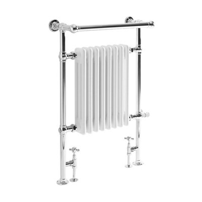 Homestylestore 930 X 620mm Chrome And White Dual Fuel Heated Towel Rail Radiator And Valves from B&Q