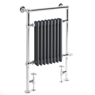 Homestylestore 930 X 620mm Chrome And Anthracite Dual Fuel Heated Towel Rail Radiator With Valves And Cable Cover from B&Q