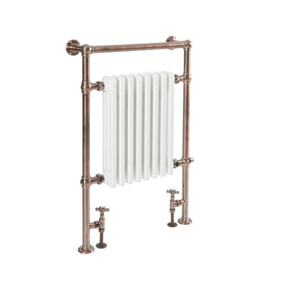 Homestylestore 930 X 620mm Brushed Bronze And White Dual Fuel Heated Towel Rail Radiator With Valves from B&Q