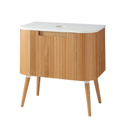 B&Q -  800mm Oak Floorstanding Fluted Bathroom Vanity Unit