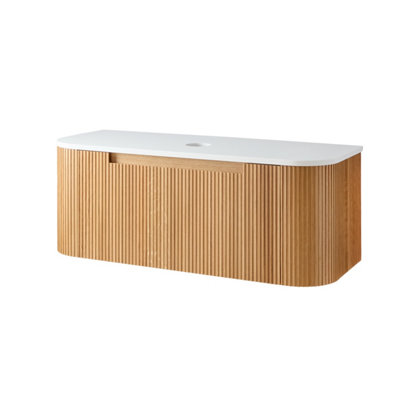 B&Q -  1200mm Oak Wall Hung Fluted Bathroom Vanity Unit
