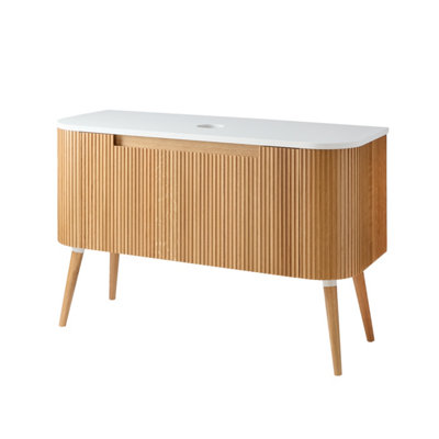 B&Q -  1200mm Oak Floorstanding Fluted Bathroom Vanity Unit