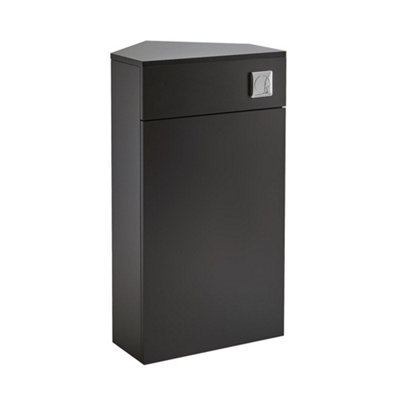 Homestylestore Black Grey Corner Bathroom Toilet Wc Unit And Chrome Flush Button from B&Q