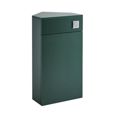 Homestylestore Dark Green Corner Bathroom Toilet Wc Unit And Chrome Flush Button from B&Q