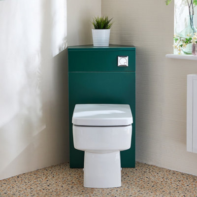 Homestylestore Dark Green Corner Wc Unit Back To Wall Toilet And Chrome Flush Button from B&Q